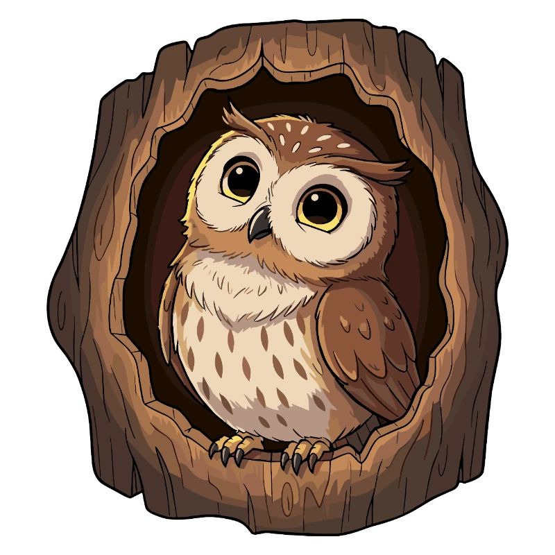 Owl view in the tree hollow