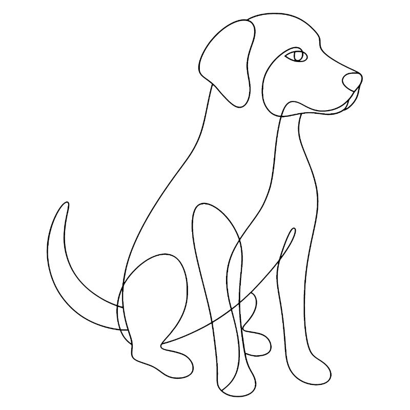 One Line Drawing - Dog