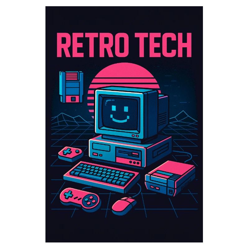 Graphiste informatique Retro Tech avec le sourire