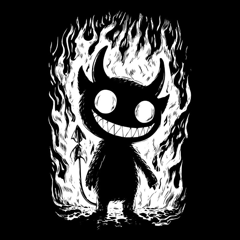 Grinning Devil Cartoon – Black Humor Devil