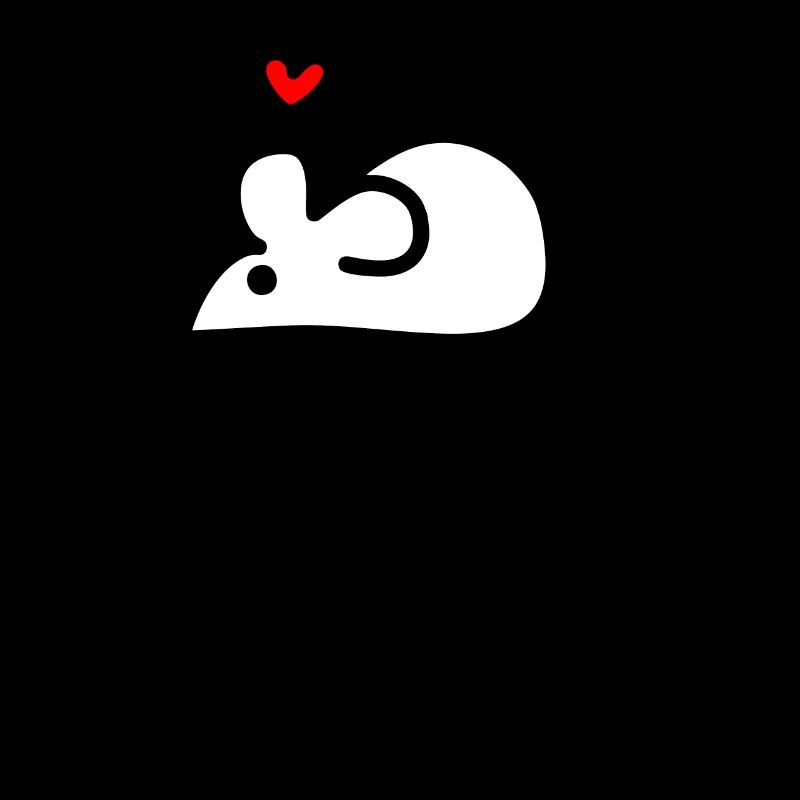 a white mouse with a heart