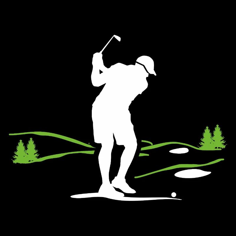 Golfer Silhouette auf Grünlandschaft