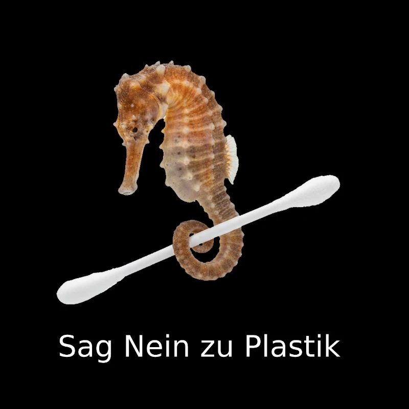Seahorses against plastic