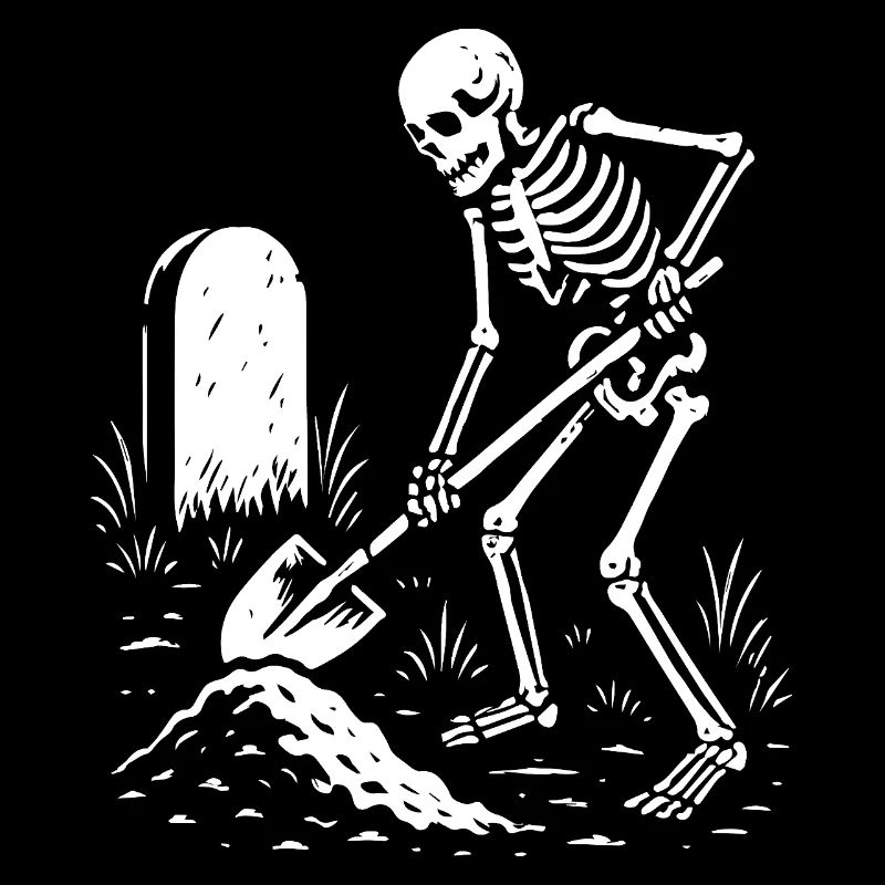 Skeleton Digging in Graveyard