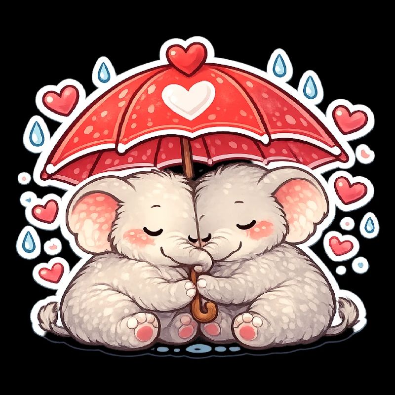 Cuddly Elephants Rain Love