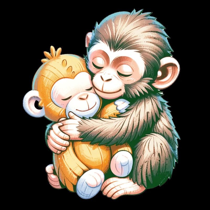 Hugging Monkeys Embrace