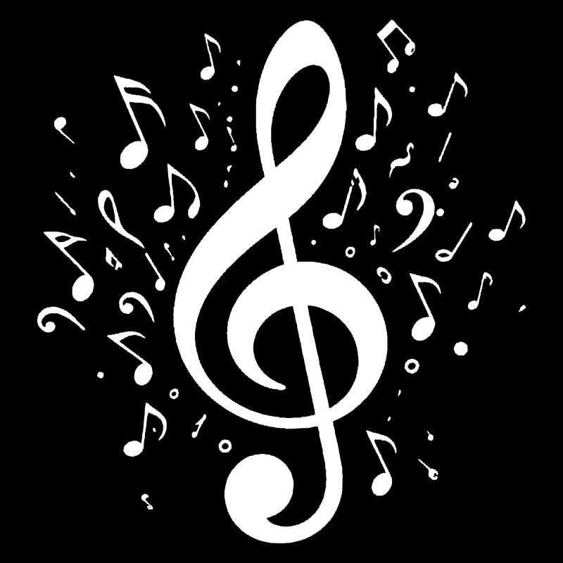 Explodierender Notenschlüssel mit Noten