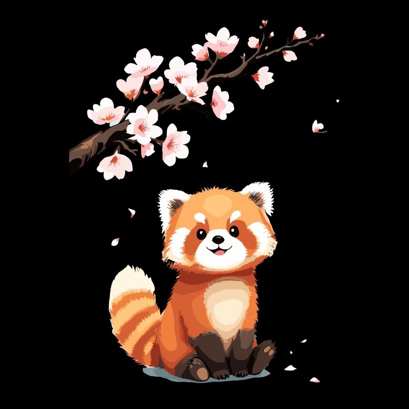 Red Panda, Panda Bear, Japanese, Cherry Blossoms