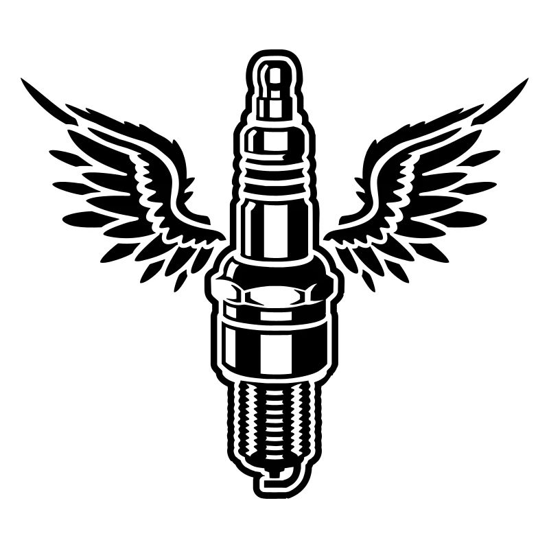 Spark plug with wings - motor - car - workshop