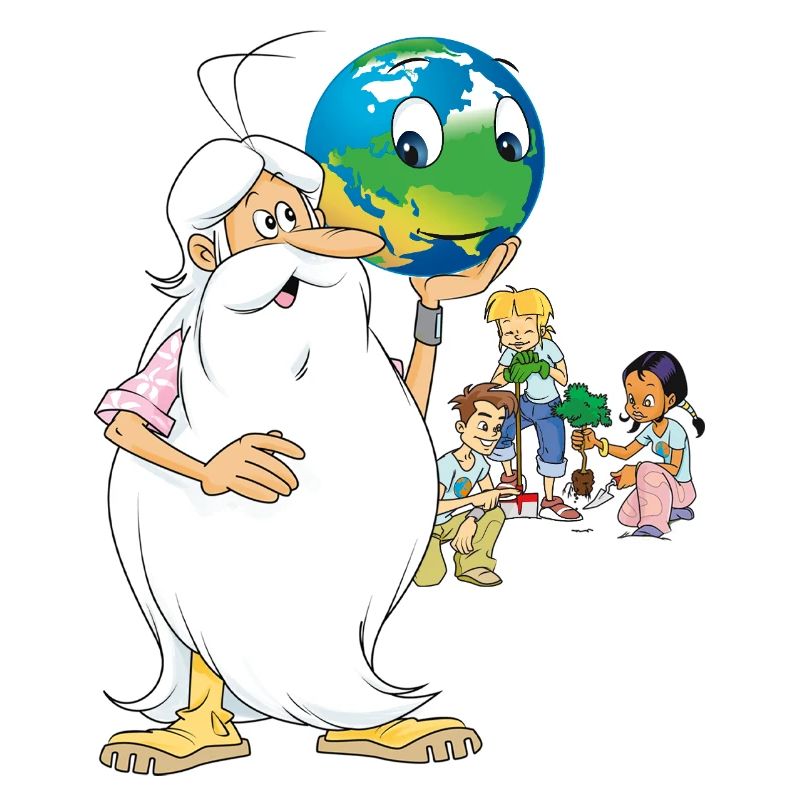 Hello Maestro avec un globe à la main