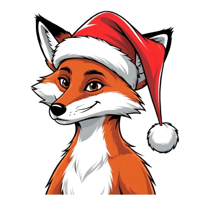 Fuchs mit Weihnachtsmütze Cartoon