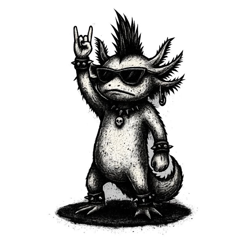 Punk Rock Axolotl avec Mohawk