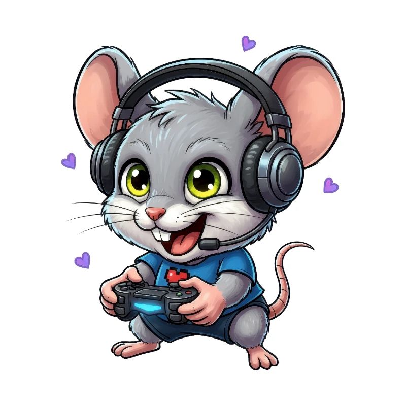 Gaming Maus mit Kopfhörern Gamer Geschenk