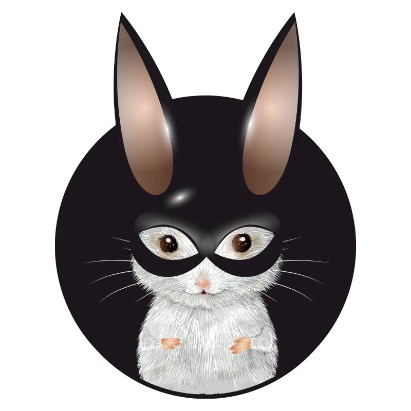 Cute White Mouse with Bunny Mask in Patch