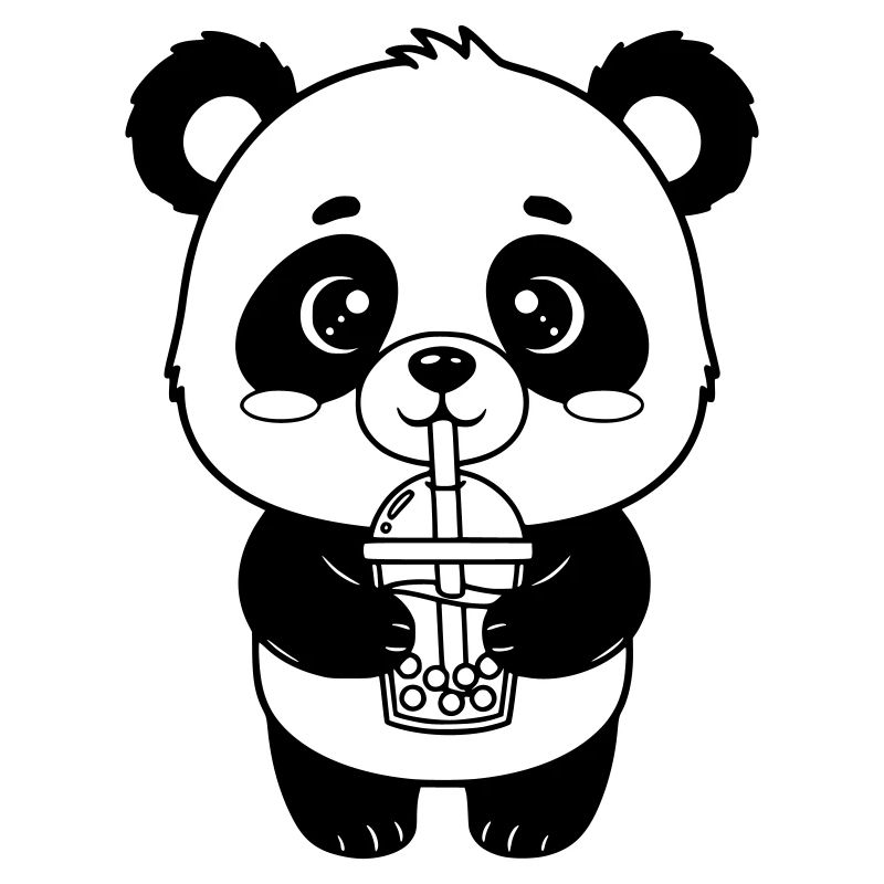 Panda con il bicchiere da bere