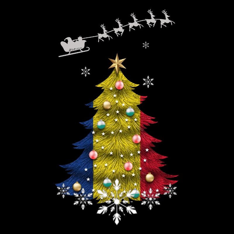 Christmas tree with Romania flag