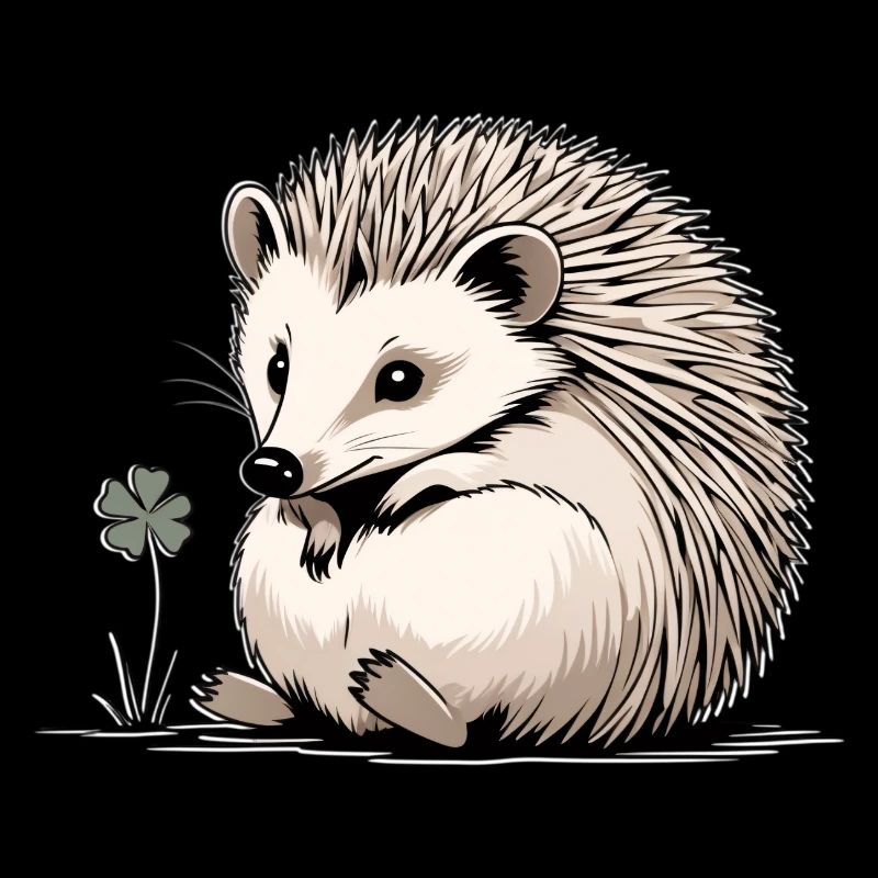 Hérisson avec trèfle amoureux de la nature