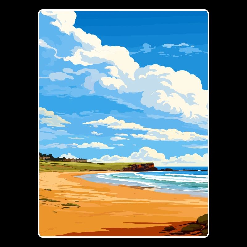 Constantine Bay, Cornouailles, Angleterre, Affiche de voyage, WPA