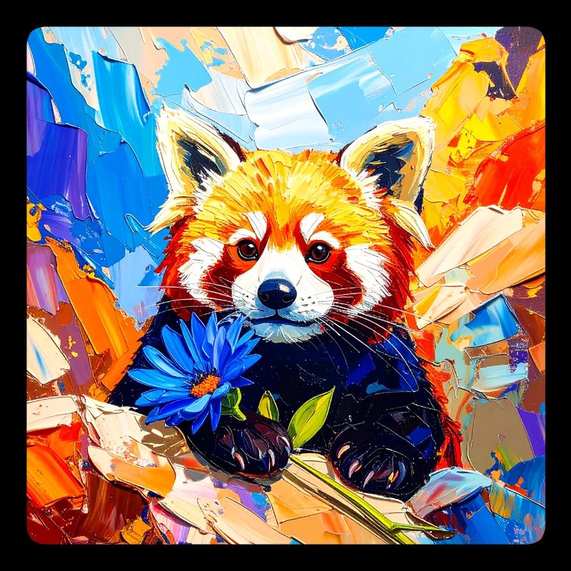 Panda Rouge Fleur Bleue