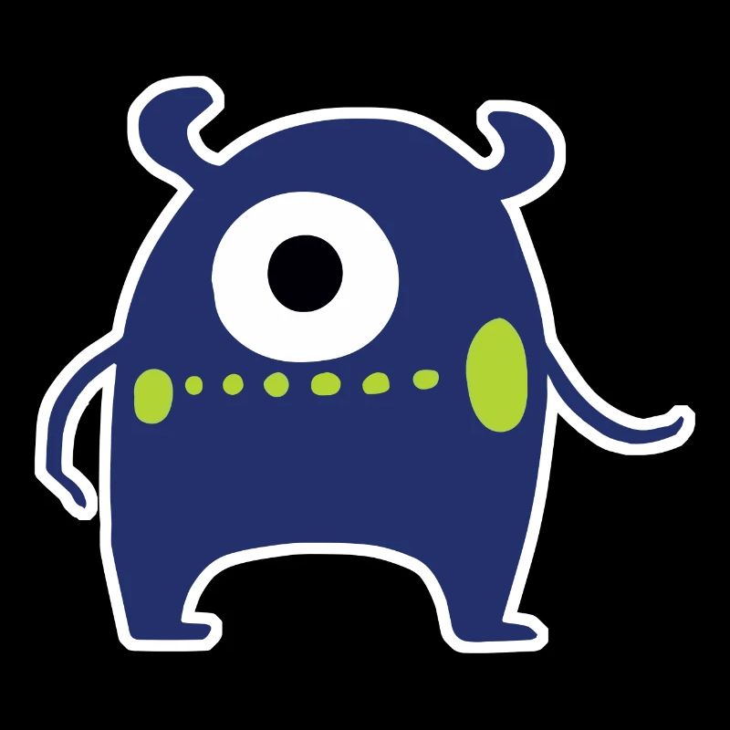 Navy Blue Cyclops Monster | Cute Chibi Alien 