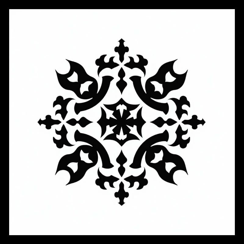 Motif complexe de flocon de neige noir