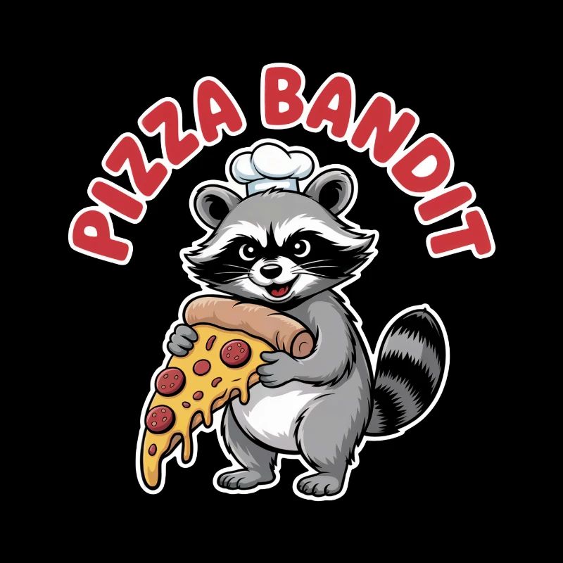 Raton-laveur avec tranche de pizza et toque de chef