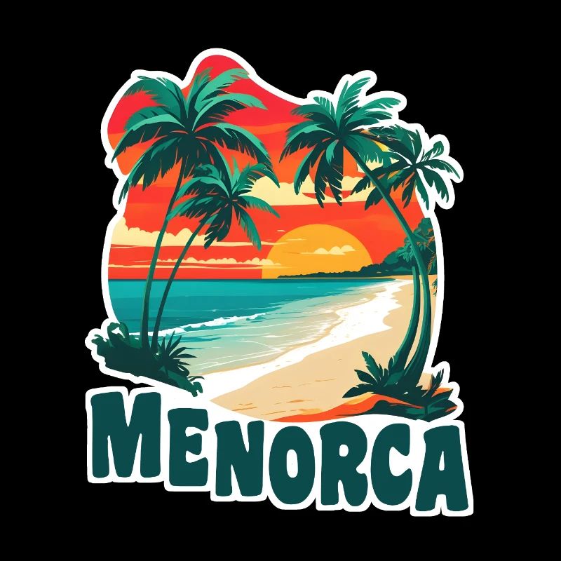 Menorca palm trees and sandy beach