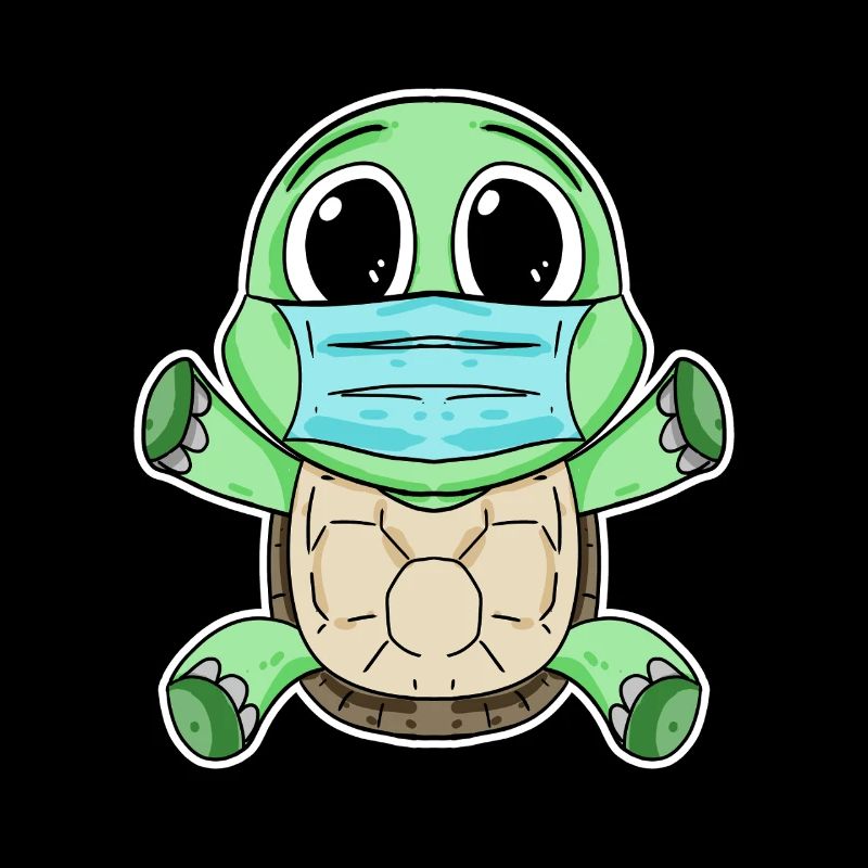 Cute turtle with mask