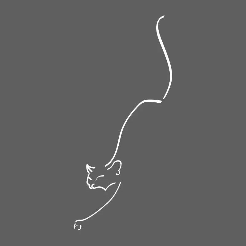 Cat One Line Blanc - Chat Oneline Blanc