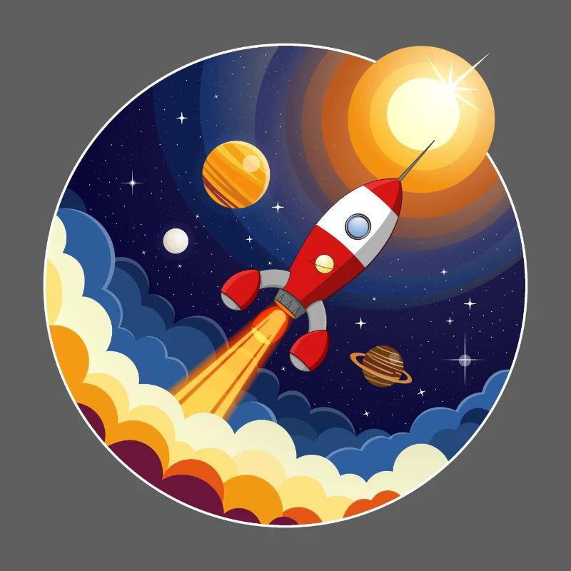 Image colorée d’une fusée dans l’espace