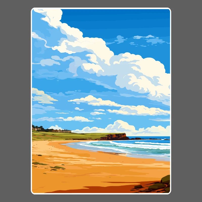 Constantine Bay, Cornouailles, Angleterre, Affiche de voyage, WPA