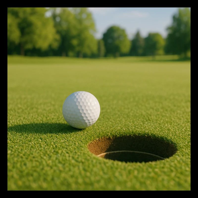 Golf -Golfball auf Grün