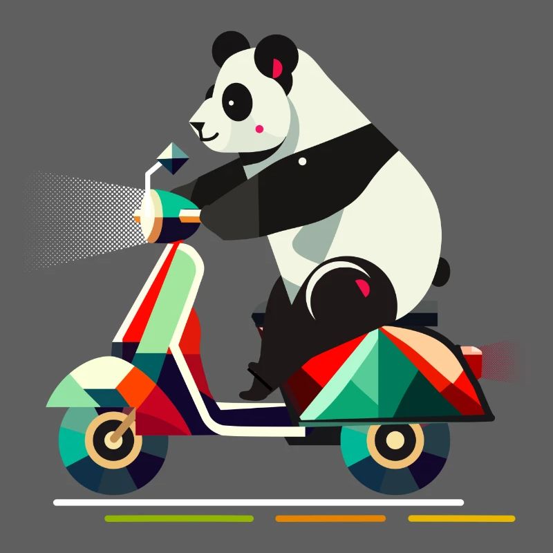 Panda plus mignon sur un scooter coloré