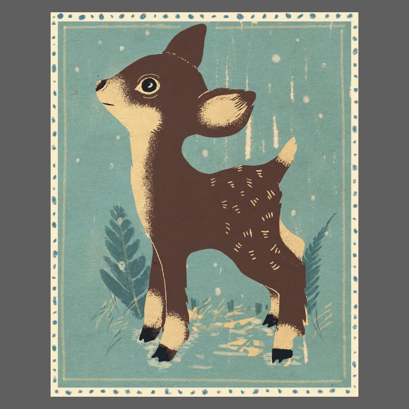 Cerfs dans la forêt rétro