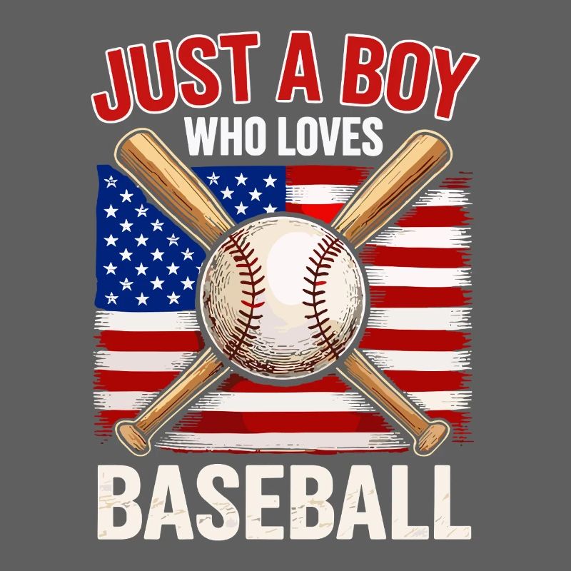 Junge liebt Baseball und Flagge