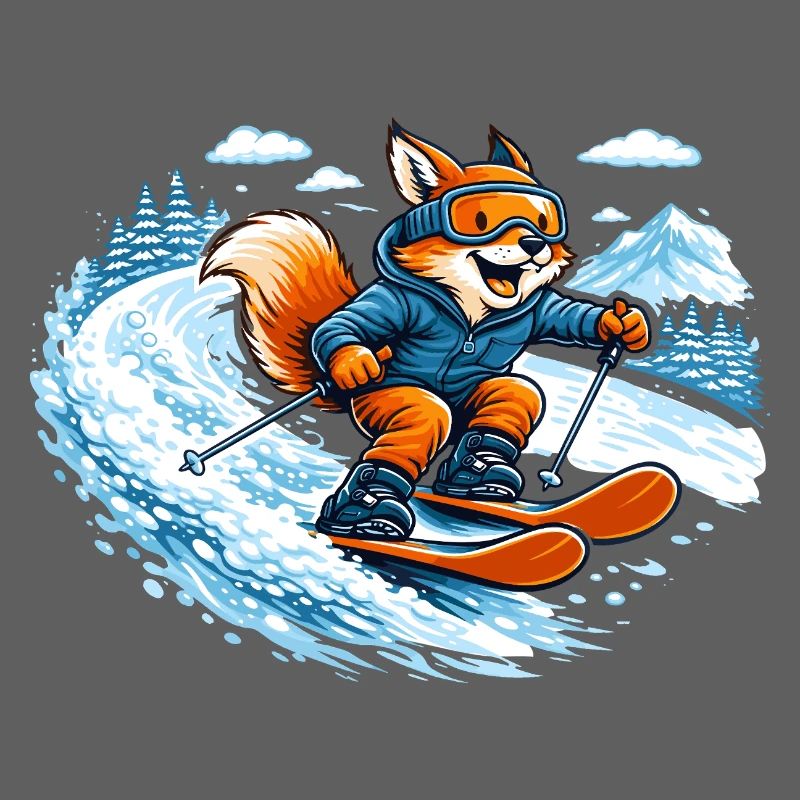 Funny Ski Fox – Comic Winter Motif