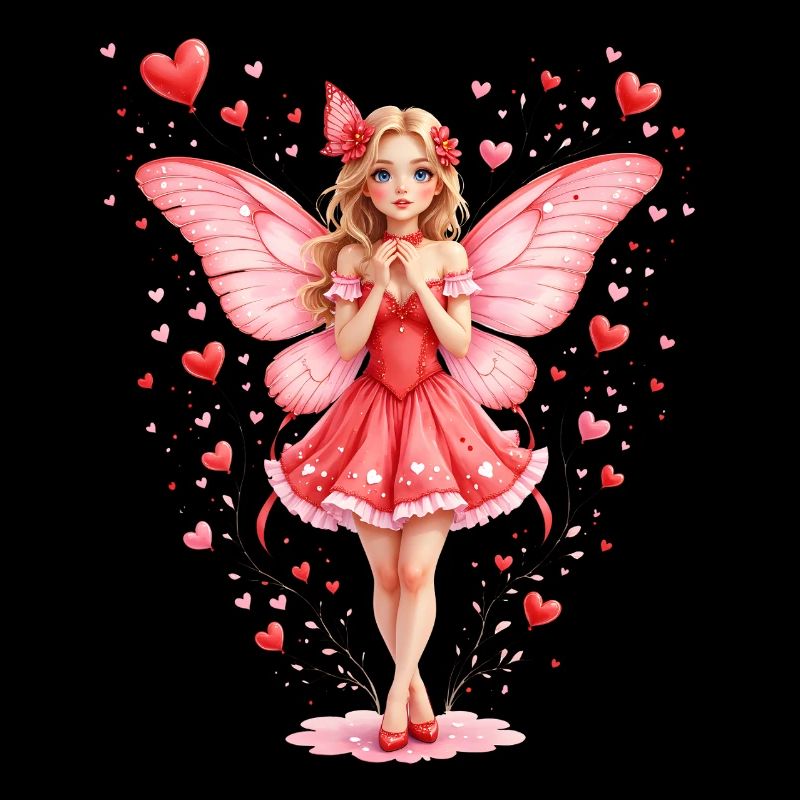 Fée rose avec des ailes de papillon