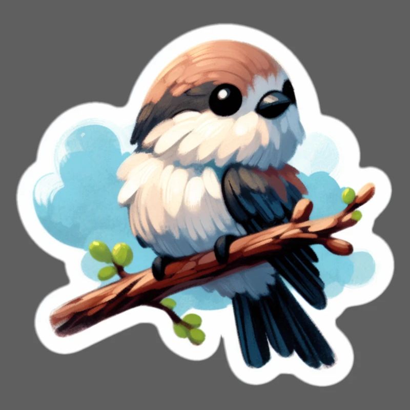 Süßer Vogel auf Ast Sticker