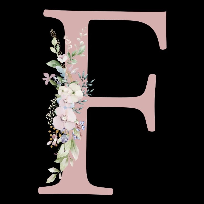 F Monogram, Floral, Customizable