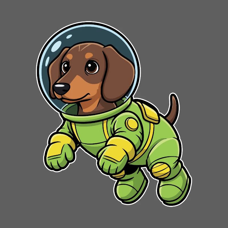 Chien Teckel Astronaute Espace Vert