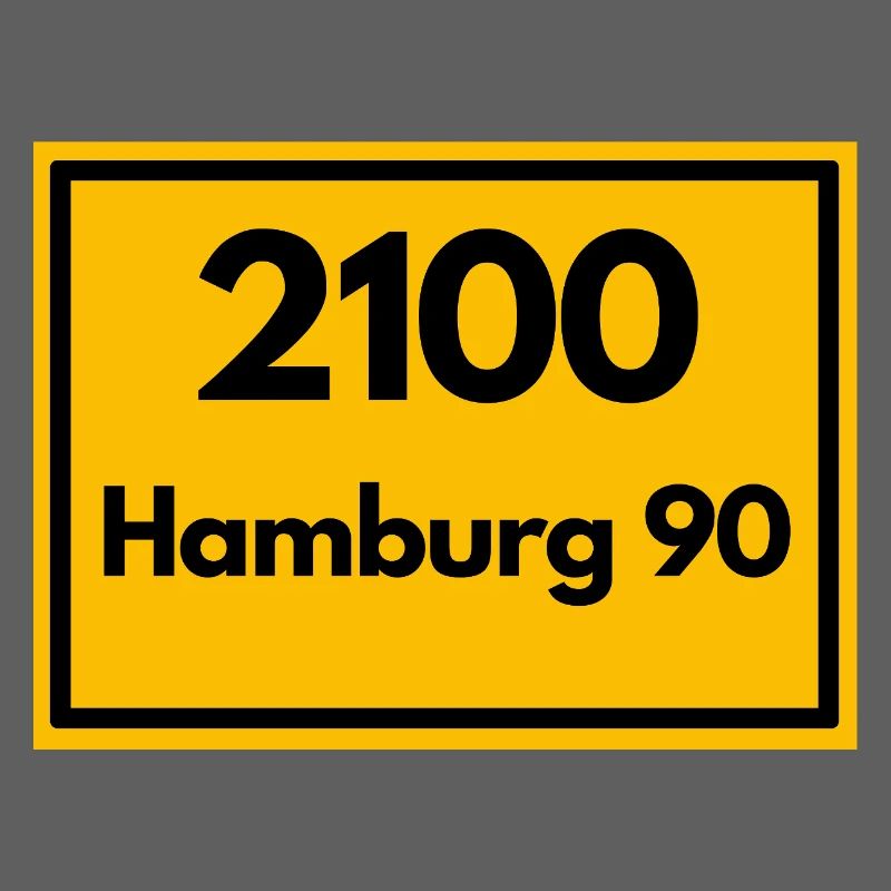 Panneau de lieu - puis rétro ancien code postal 2100 HAMBOURG 90