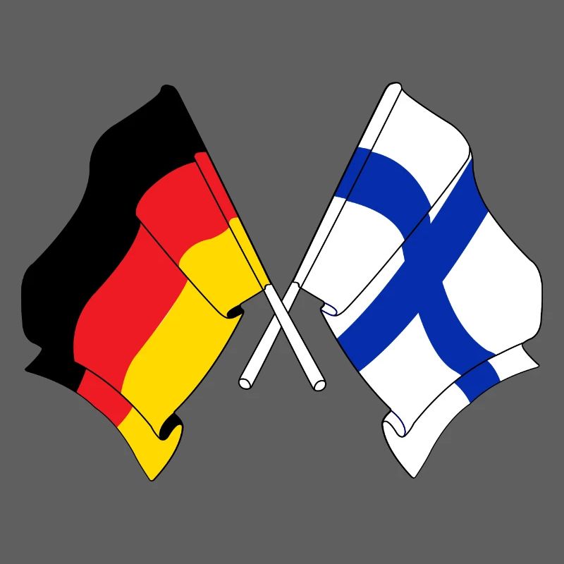 Deux drapeaux croisés de l’Allemagne, drapeau de la Finlande