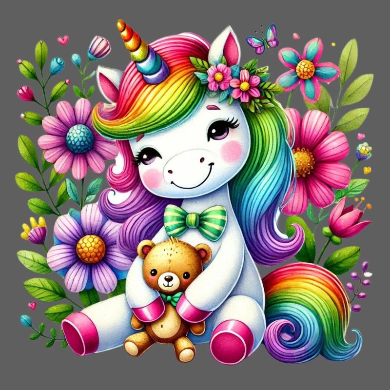 Regenbogen Einhorn Blumentraum