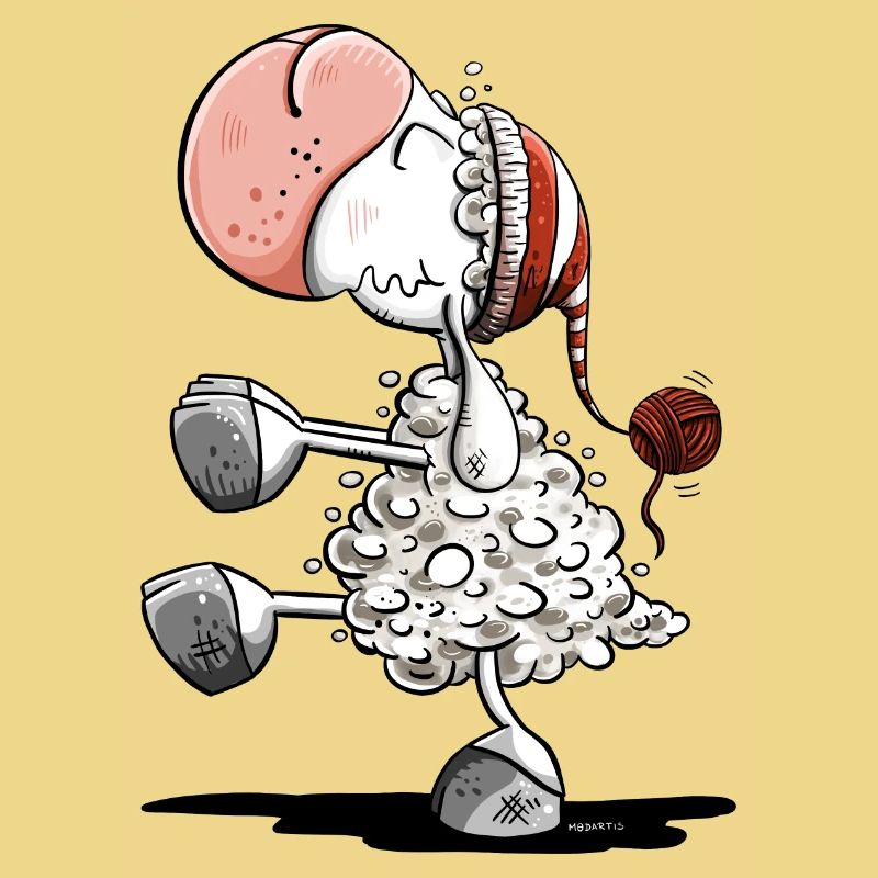 Sleepwalker sheep with sleeping cap
