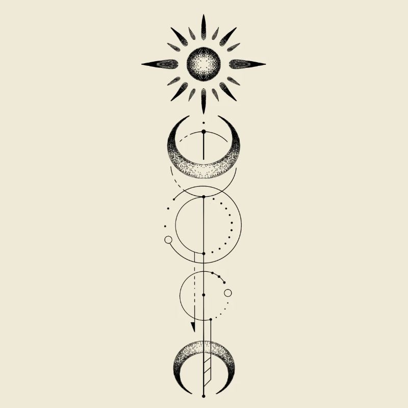 Geometric pattern moon sun
