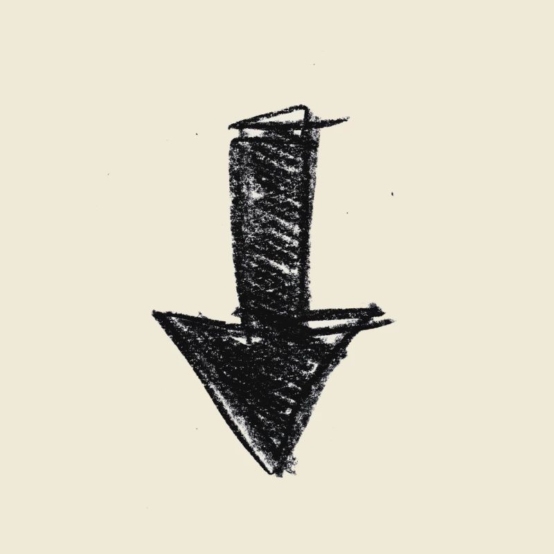 Flèche peint vers le bas idée de cadeau Scribble