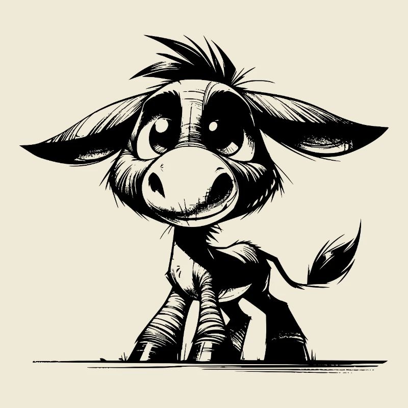 Câlin bébé âne dessin au crayon drôle