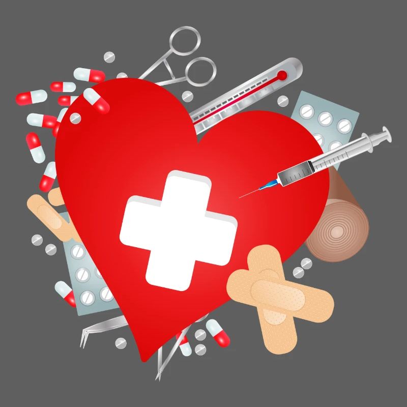 Erste Hilfe Set oder Reiseapotheke mit Herz