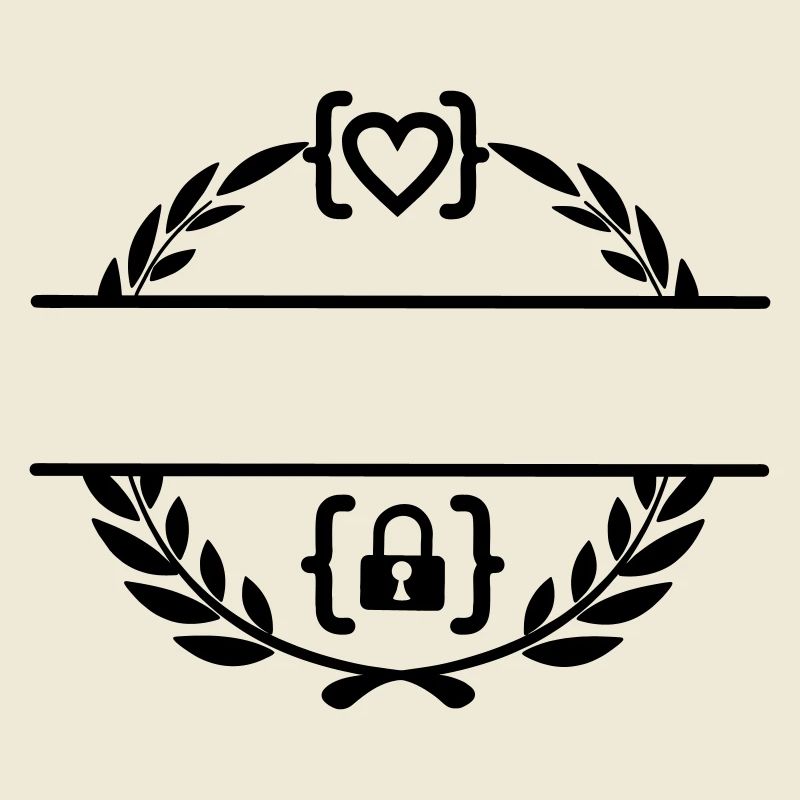 Code mit Herz und Code mit Schloss in Lorbeerkranz m