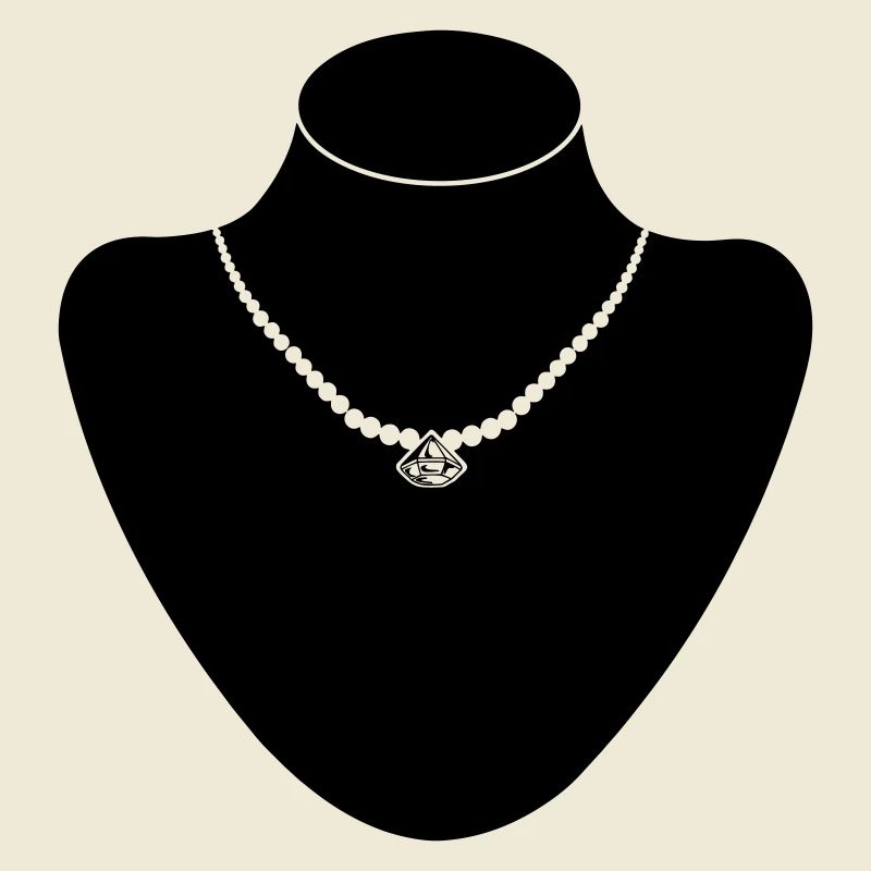 Support col bijoutier avec collier de perles et diamant
